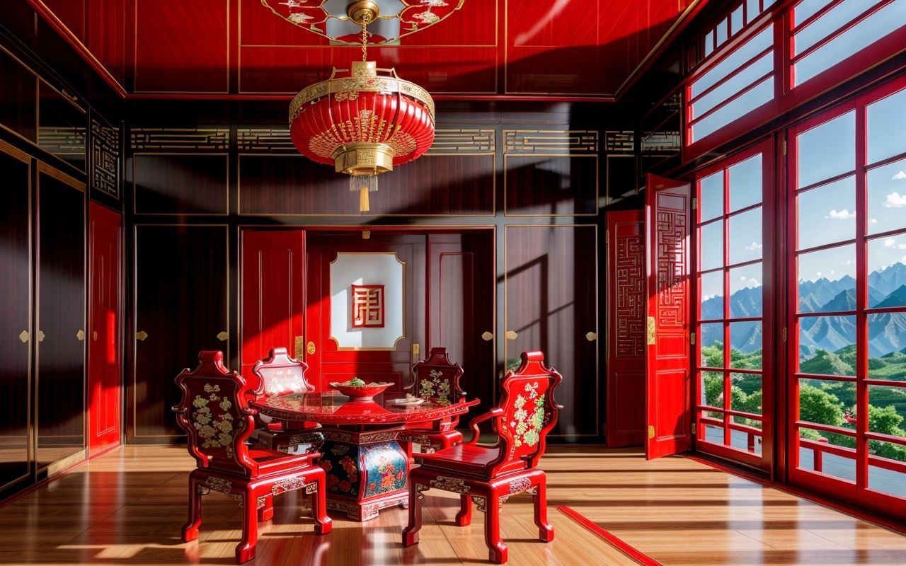 Кресла в китайском стиле мин: красный лак и шелковая вышивка